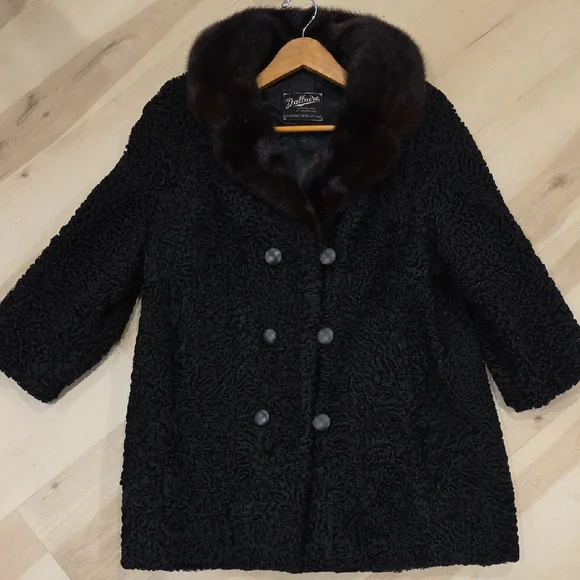 EUC. Vintage Persian Lamb Wool & Mink Furr Collar BY Dallaire 1950/60 - Picture 6 of 7